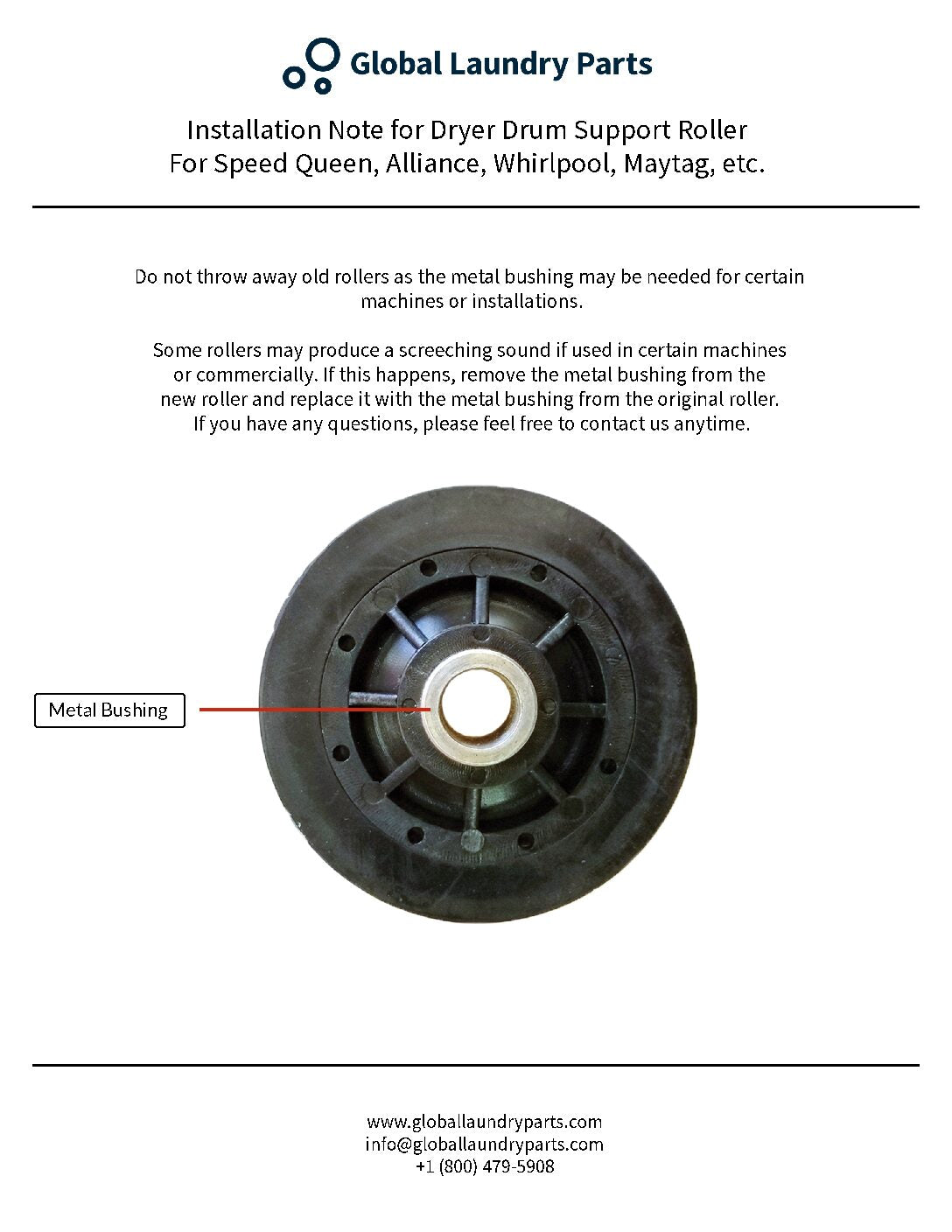Dryer Drum Support Roller 510708P